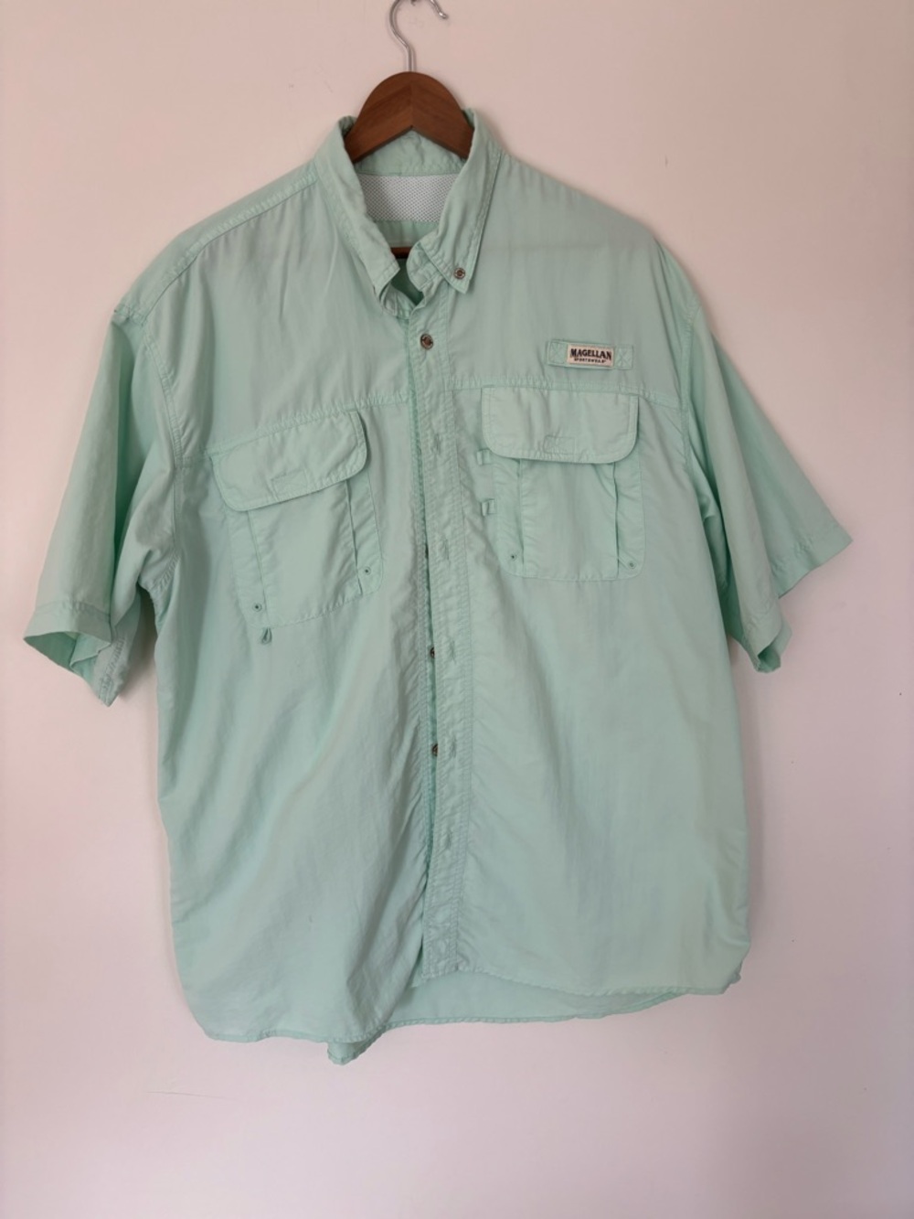 Magellan Outdoors Men's Short-Sleeve Button-Down Shirt - Mint Green